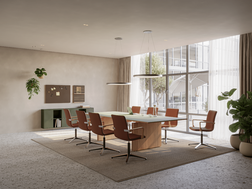 Konferencebord Elegance i mødelokale med brune stole