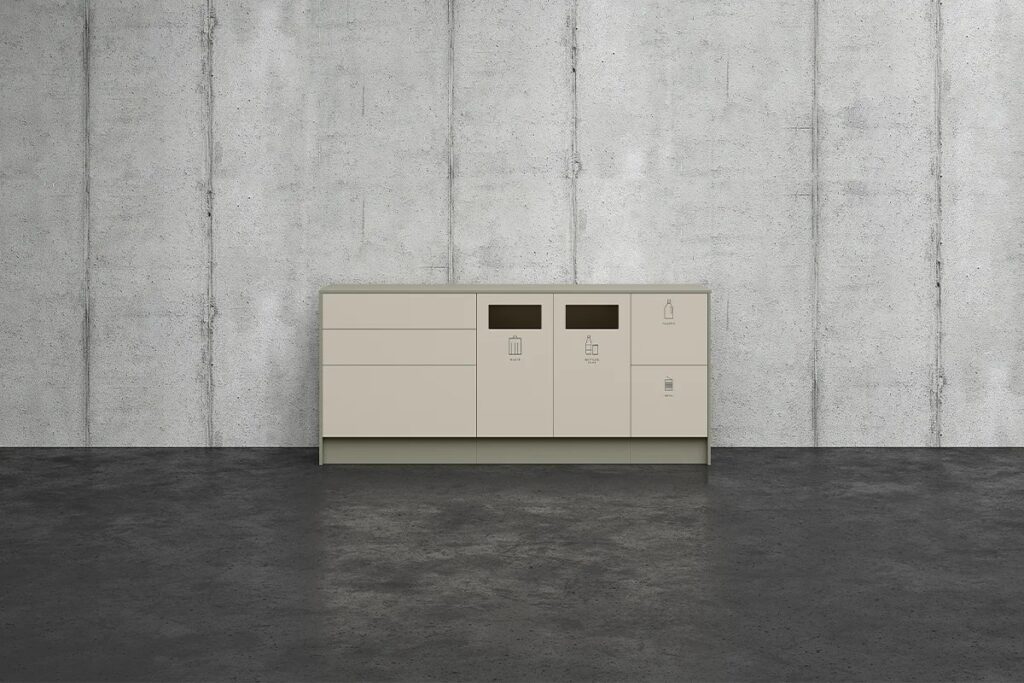 Affaldsskab Space i beige med indkast i fronten