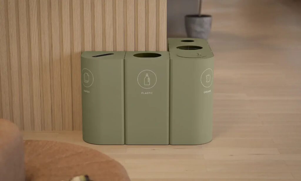 Affaldssortering KLOSS i Olive, tre moduler på ben