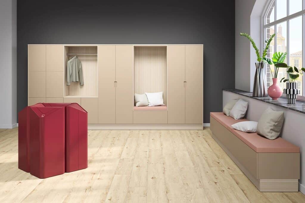 Affaldsspand Wavy i Wine red i lounge
