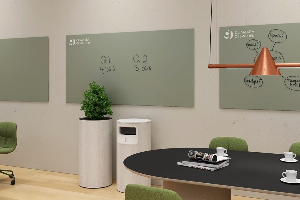 Affaldsstation Etage i hvidbejdset med planter i mødelokale