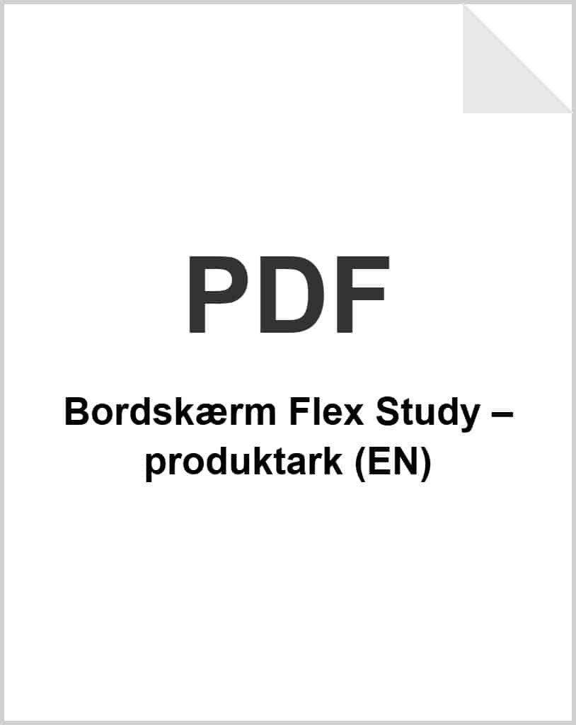 Bordskærm Flex Study – produktark (EN) som PDF