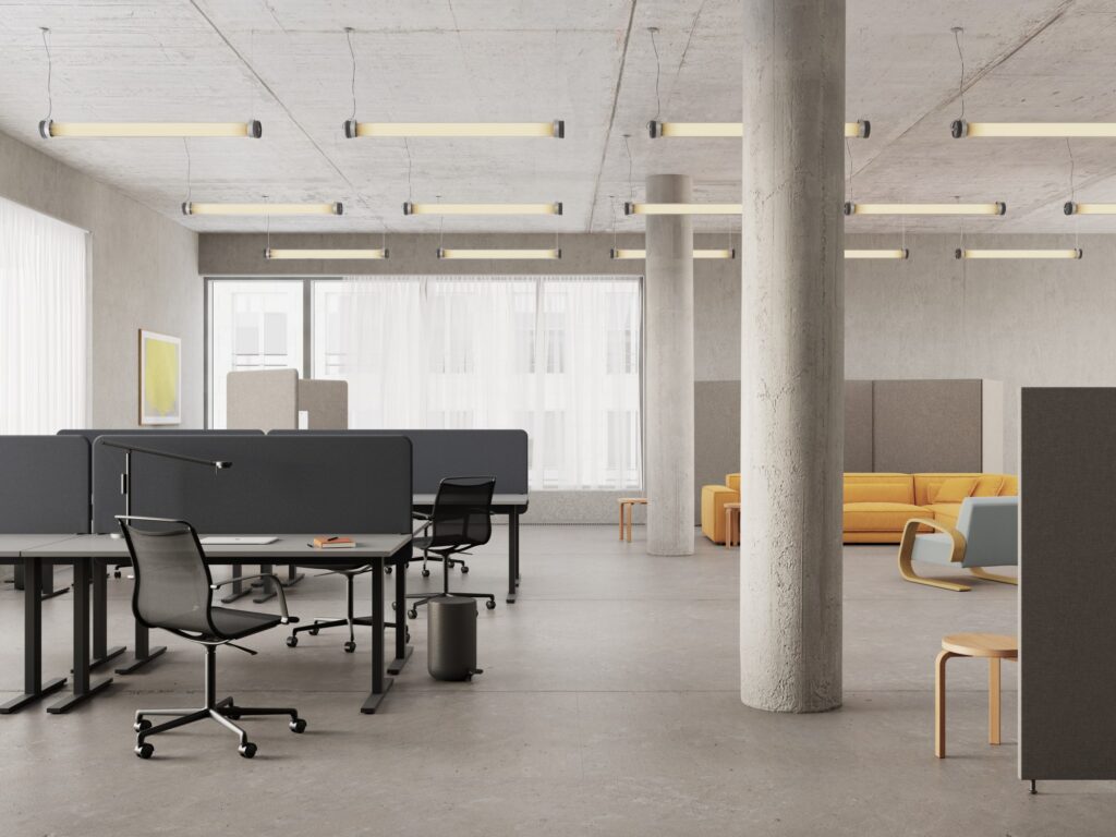 Bordskærm Softline i åbent kontor