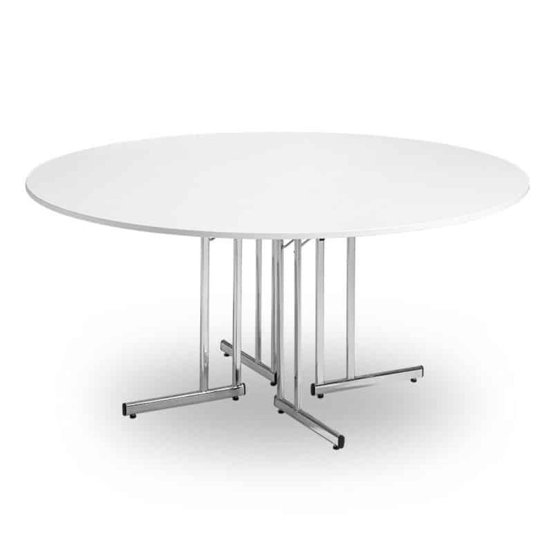 Klapbord Bankett Style rundt med hvid laminatplade