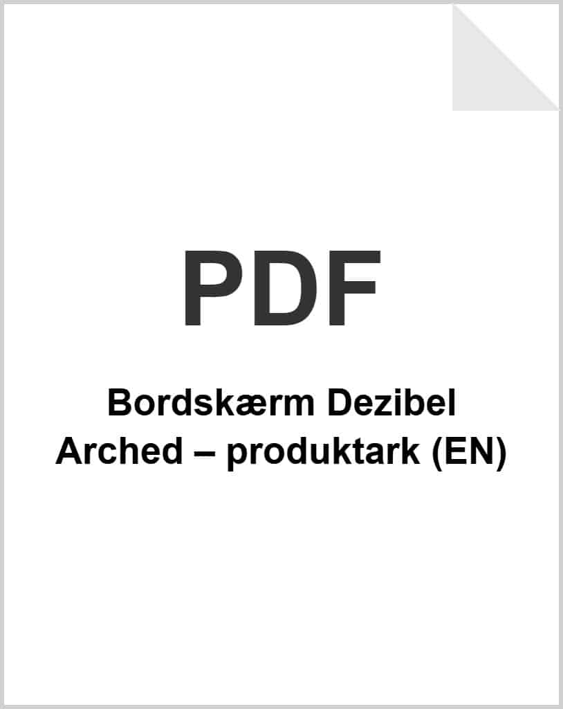 Bordskærm Dezibel Arched – produktark (EN) som PDF