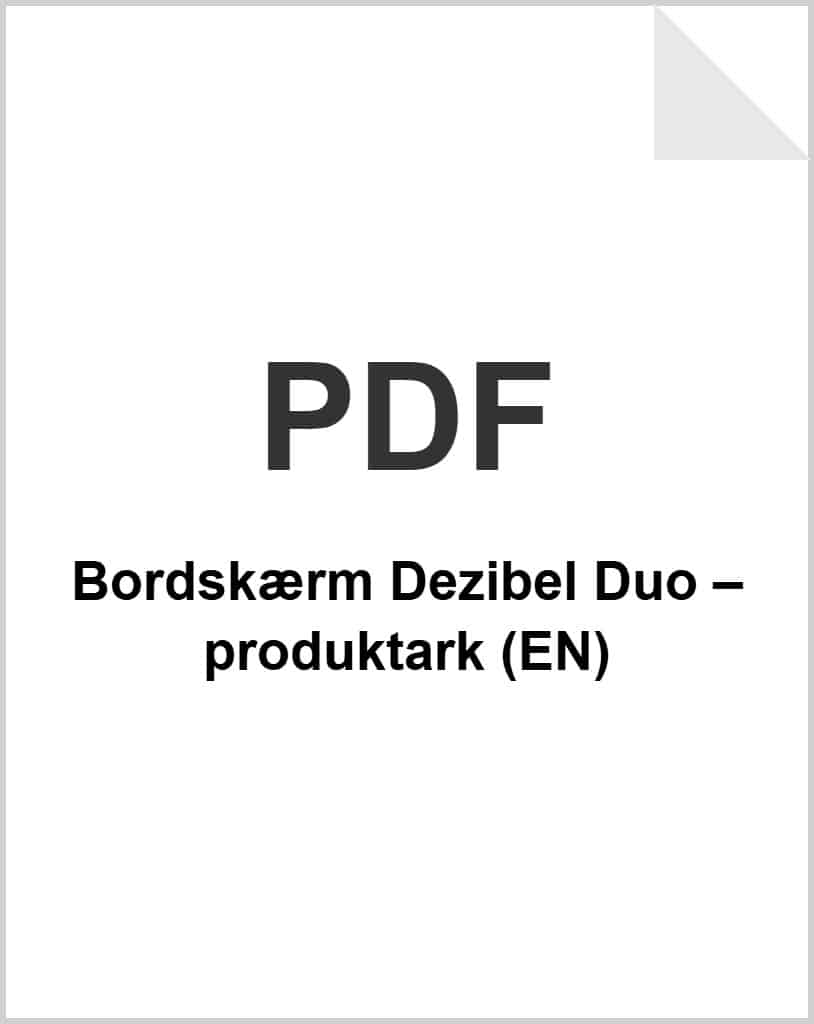Bordskærm Dezibel Duo – produktark (EN) som PDF