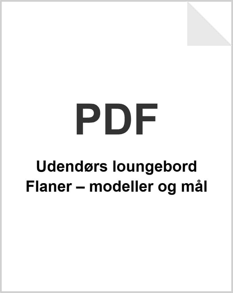 Udendørs loungebord Flaner – modeller og mål som PDF